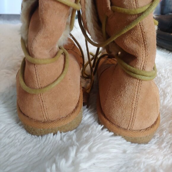 Eaerth Spirit Cozt Comfy Warm Soft Suede Leather Faux Fur Lace-up Boots 7 - Picture 4 of 7